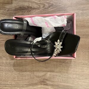 Wild Diva Black Heels with Sparkling Embellishments